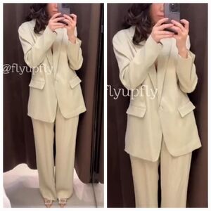 ZARA Matching Set * Satin Effect Blazer & Wide Pants
